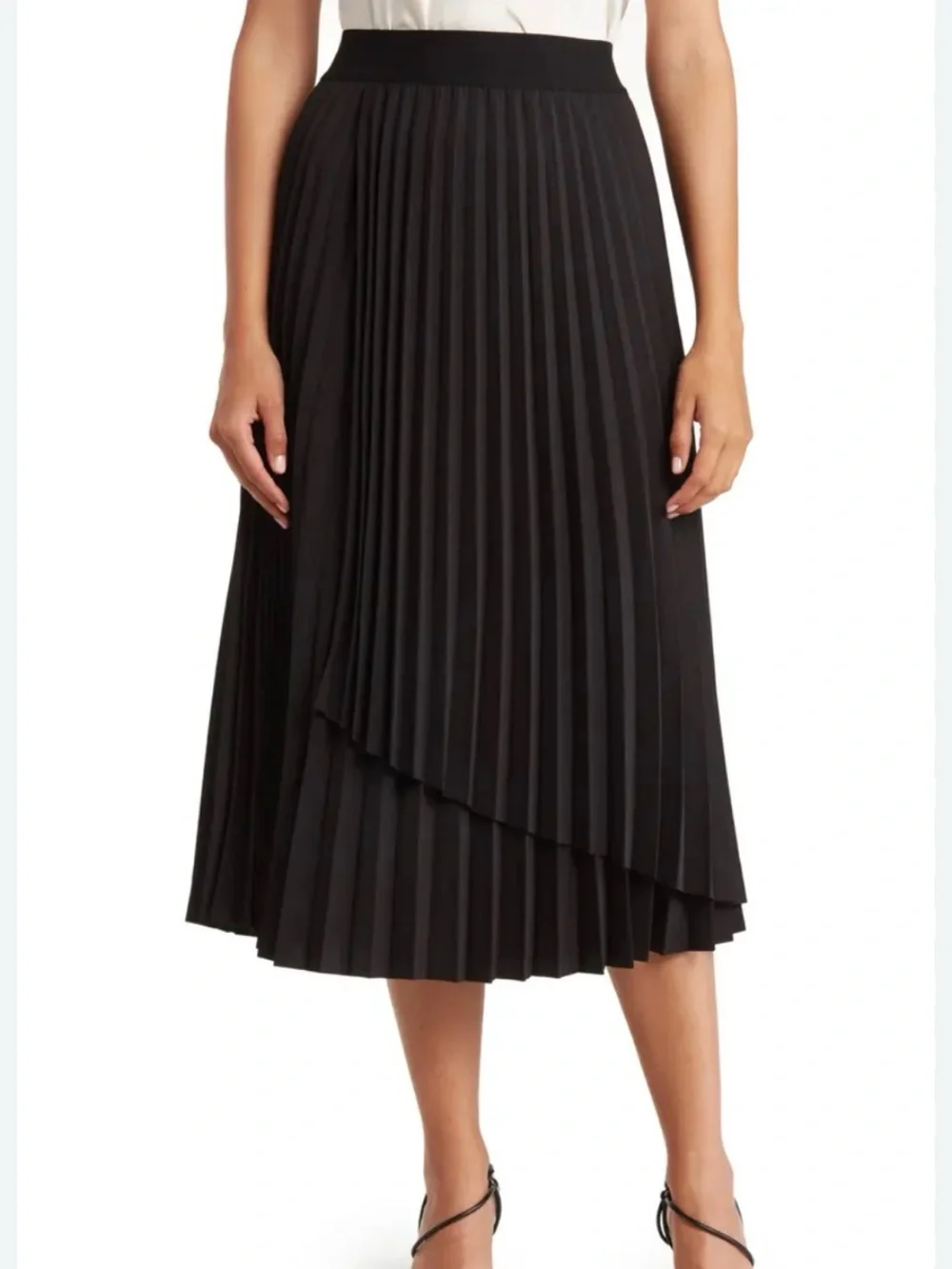 EUC DR2 Black Pleated Midi Skirt - Women
